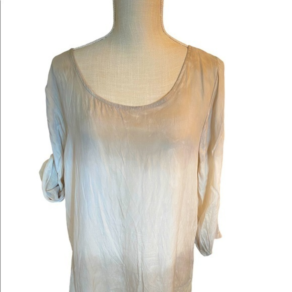 Gorgeous silk obre blouse , by prontomoda Giusy in Italy very‎ sheer cream, tan